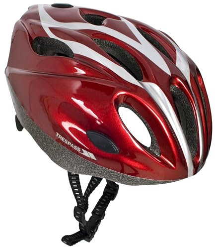 Trespass Tanky, Metallic Red, 52/56, Leichter Fahrradhelm mit Rundumbelüftung für Kinder / Jugendliche / Unisex / Mädchen und Jungen 10-17 Jahre, 52-56cm Kopfumfang, Rot