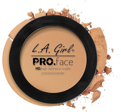 L.A. Girl PRO.Face Matte Pressed Powder, Medium Beige GPP609 - Flawless, Long Lasting Matte Finish with Sheer to Buildable Coverage & Oil Control - Vegan, Travel Compact with Mirror and Sponge
