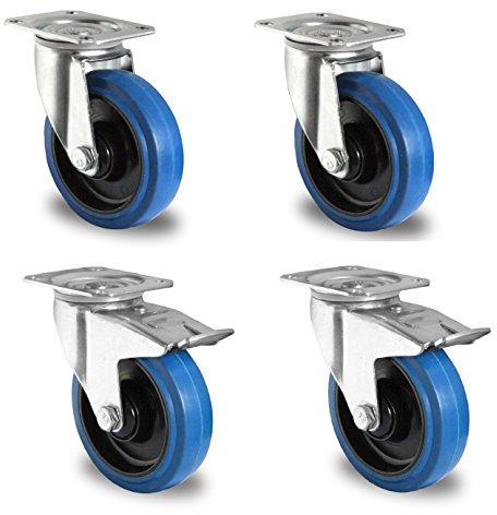 Cascoo 1 Satz Blue Wheels Lenkrollen 200mm 400kg/Rolle NEU Lenk/FS