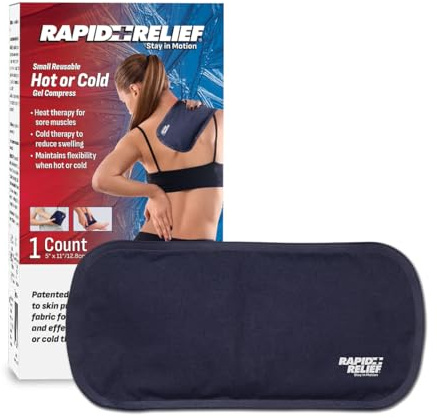 Rapid Relief Reusable Gel Cold Compress - Soft Fabric Cold Pack for Injuries, First Aid, Sprains, Headaches, Muscle Aches, and Pain Relief 5” x 11” Small