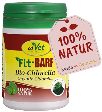 cdVet Naturprodukter Fit-BARF Bio-Chlorella 36 g – Hund&katt – stöder celler – obehaglig kropp och munlukt – naturligt toxinbindemedel – vitaminer – råfoder – BARFEN –