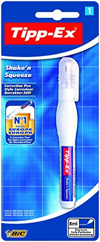 Tipp-Ex Shake'n Squeeze Correction Pen – Pack of 1 - Quick-Drying with Soft, Squeezable Barrel (8 ml)
