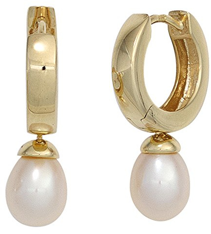 Jobo Damen-Creolen aus 8 Karat 333 Gold mit Perlen Tropfen