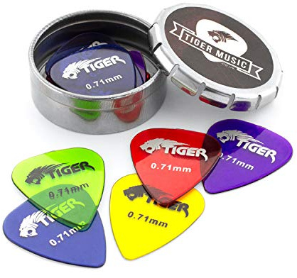 TIGER médiators de guitare avec Pick Tin – 12 Gel 0,71 mm