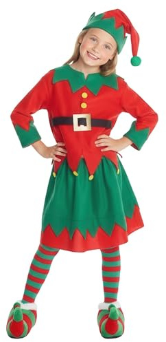 Morph Disfraz Elfo Niña Navidad, Traje Duende, Disfraces para Carnaval y Navidad, M