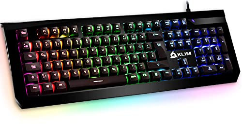 KLIM Domination - DEUTSCHE - Mechanische RGB-QWERTZ-Tastatur Blaue Tasten - Schneller, Präziser, ​​Angenehmer Tastenanschlag -VOLLSTÄNDIGE Freiheit BEI DER Farbauswahl PC PS4