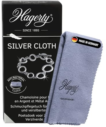 Hagerty Silver Cloth Schmuck Reinigungstuch 36x30cm I imprägniertes Tuch aus Baumwolle I effektives Silberputztuch mit Anlaufschutz zur Reinigung von Silberschmuck und Versilbertem