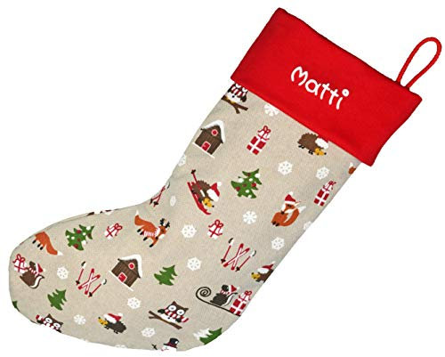 Bottes de Saint-Nicolas personnalisée, rouge, 40 x 17 cm, Père Noël chaussettes avec nom, Bottes de Noël, Père Noël, cadeaux, Père Noël cadeaux pour les garçons