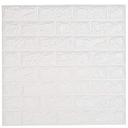 NHSUNRAY 3D Ladrillo Pegatina Pared Paneles Imitacion Piedra Para Pared Autoadhesivo Impermeable 3D Papel Tapiz para Cuarto de Baño, Sala de Estar y Cocina Revestimiento de Paredes (1 Pieza)