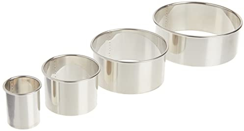 Ateco 4 Piece Stainless Steel 1440 Plain Edge Round Cutters Set in Graduated Sizes
