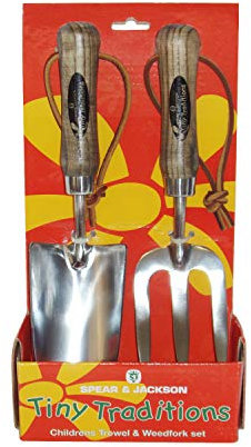 Spear & Jackson 4035SET Traditional Kinder-Set mit Blumenkelle und Blumengabel aus Edelstahl