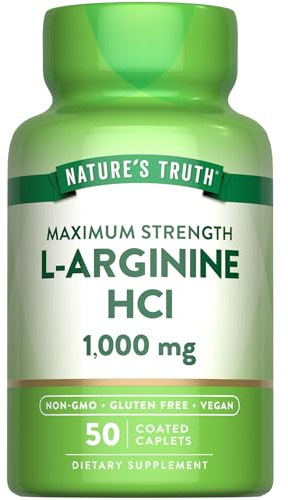 Nature's Truth L-Arginine HCL 1000mg | 50 Caplets | Essential Amino Acid Supplement | Vegan, Non-GMO & Gluten Free Supplement