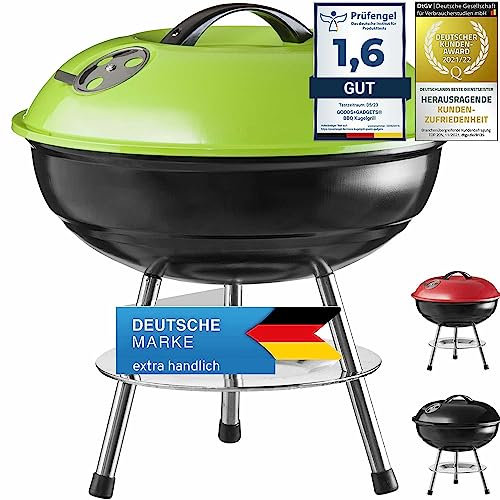 Micro BBQ bouilloire gril compact de voyage gril à charbon de bois gril de table acier inoxydable émaillé 40cm (Vert)