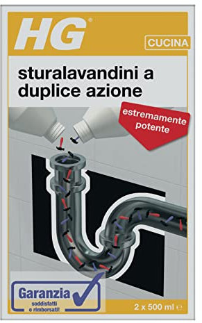 HG Sturalavandini a Duplice Azione, Rimuove i Blocchi e Ripristina il Funzionamento degli Scarichi, 2x 500 ml