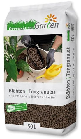 OPPENHÄUSER Argile expansée 50L : granulés d’Argile 4–16 mm pour Jardin, Drainage et Culture hydroponique à Utiliser dans des Pots de Fleurs, Plantes d’intérieur, intérieur et extérieur