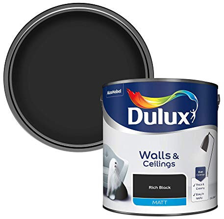 Dulux Walls & Ceilings Matt Emulsion Paint - Rich Black - 2.5L