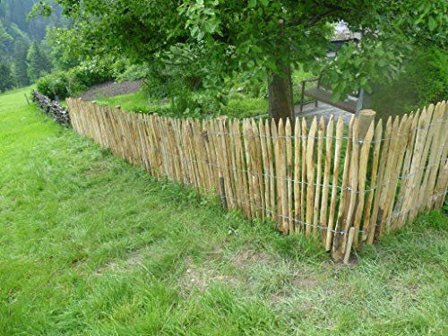 Gartenwelt Riegelsberger Premium Staketenzaun aus Kastanie Kastanienzaun Rollzaun Lattenzaun Holz-Zaun Lattenabstand 4-6 cm Zaunlänge 5 m Höhe 100 cm