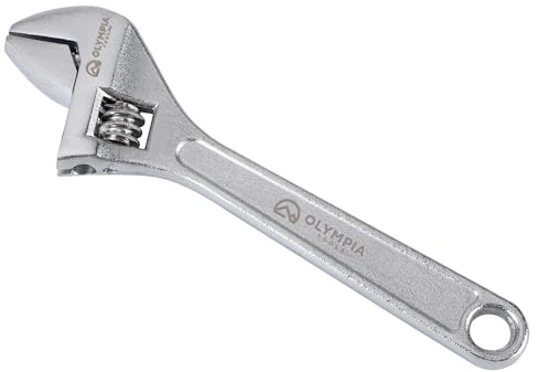Olympia Tools 6 Adjustable Wrench, Heavy Duty Drop Forged Steel, Chrome Plated, Precision Machined Jaws, Rust Resistant