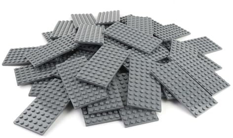 LEGO City - 4 plates, 6 x 12 studs, in new dark grey - 3028