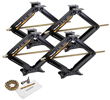 LIBRA Set 4 24 6000lbs RV Trailer Camper Stabilizer Leveling Scissor Jacks w/Dual Power Drill sockets & mounting Hardware Set