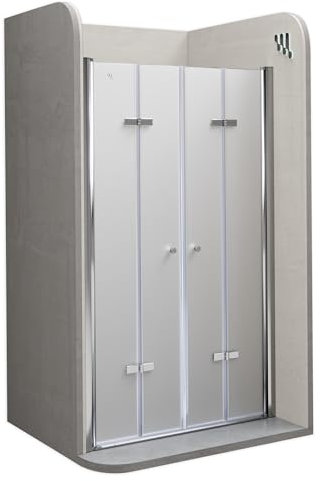 i-flair Doppelfalttür Verstellbereich von 132-136 cm Höhe: 195 cm Duschabtrennung aus 6 mm satiniertem ESG Sicherheitsglas mit Nanobeschichtung