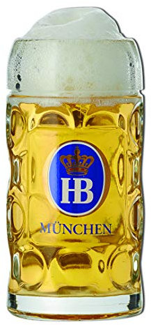 Hofbrauhaus Official Oktoberfest Stein Glass 35oz / 1ltr - Beer Tankard, Beer Stein, Beer Mug