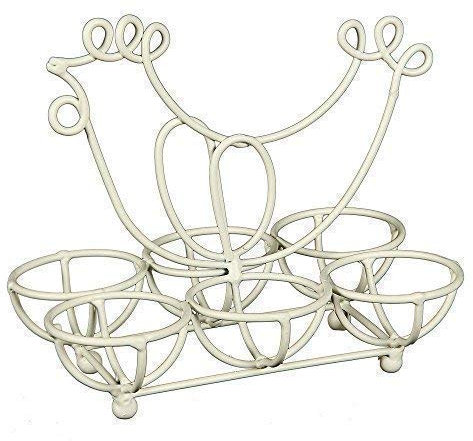 linoows Eierständer, Eierkorb, Eierhalter aus Eisen im Landhausstil, Metall weiß