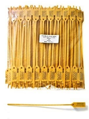 100 Sigilli di sicurezza in plastica. Economico, regolabile con un'applicazione veloce e sicura. Lungh. 20 cm. Numerazione progressiva. Applicazioni: logistica, trasporti, imballaggio, etc.