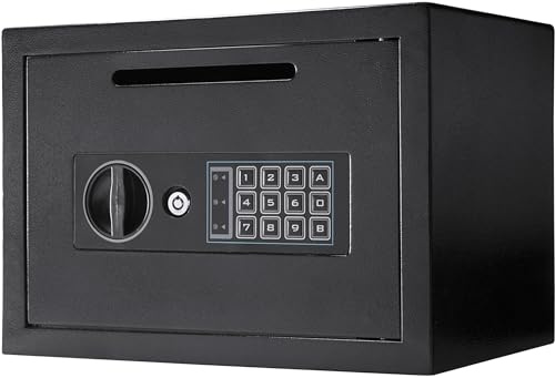 Barska Digital Depository Safe – 0.57 Cu. Ft Front-Load Drop Box for Cash, Money & Mail, Multi-User PIN Code Lock, Steel Construction, Anti-Pry Hinges, Backup Keys, Ideal for Business or Office
