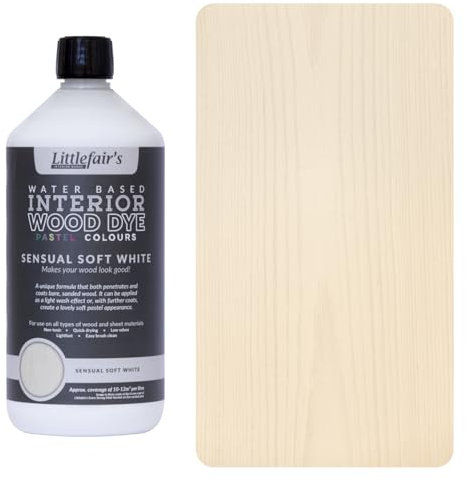 Littlefair's Wood Stain Water-Based - (Soft White) – Non-Toxic, Eco-Friendly & Quick Drying - Easy-to-Apply, Concentrated Formula for All Wood Types – 1 LTR