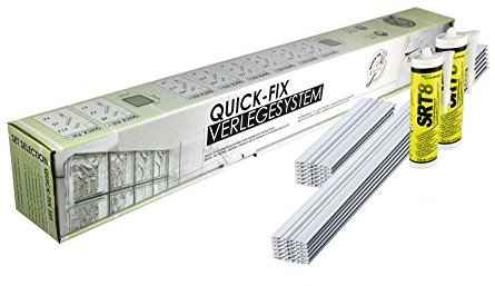 QUICK-FIX système d'installation pour 50 briques de verre (19x19x8 cm) - Poser des briques de verre rapidement et facilement