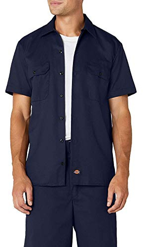 Dickies Men's Work Regular Fit Short Sleeve Casual Shirt, Blue (Navy Blue), Small
