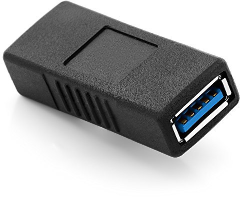 deleyCON Adattatore USB 3.0 Accoppiatore Connessione Prolunga - A Femmina a A Femmina - Collegare 2 Cavi USB - Estendere - Nero