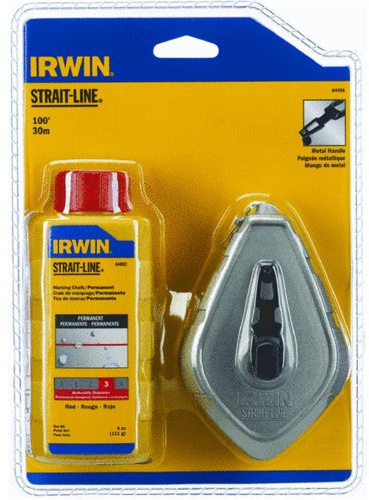 IRWIN Tools 64498 Strait-Line Aluminum Refillable Chalk Line Reel with 4-Ounce Chalk