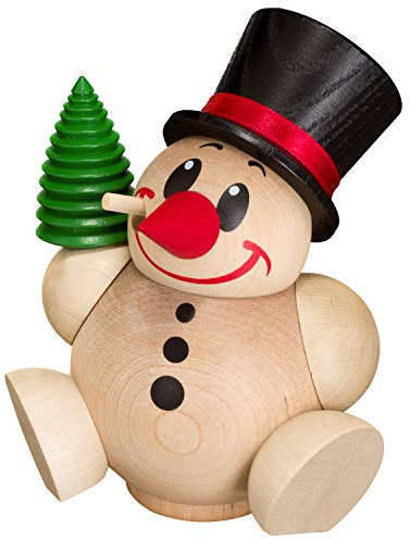 Seiffener Volkskunst German Incense Smoking Ball Figure German Incense Smoking Man Cool with Tree – 12 cm / 5 Inches – Authentic German Erzgebirge Smokers