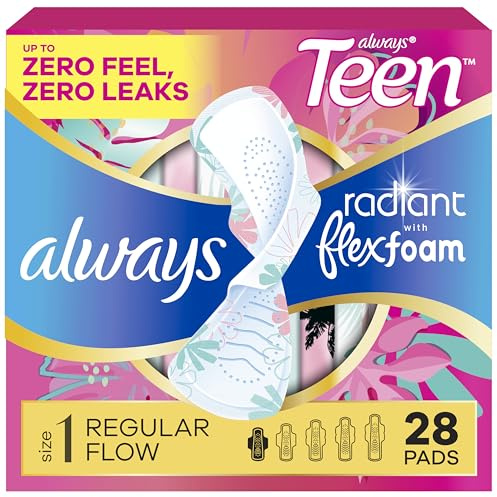 Always Totally Teen Radiant Infinity Lot de 28 serviettes hygiéniques