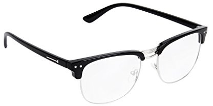Unisex Retro Plain Glasses Eyeglasses Black Half Frame