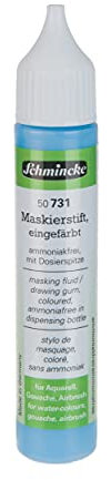 Schmincke - Maskierstift eingefärbt, 25 ml, 50 731 005, Dosierstift, Blaue Maskierflüssigkeit zum Abdecken von Bildstellen auf Aquarellpapier, glattem Zeichenkarton, ammoniakfrei