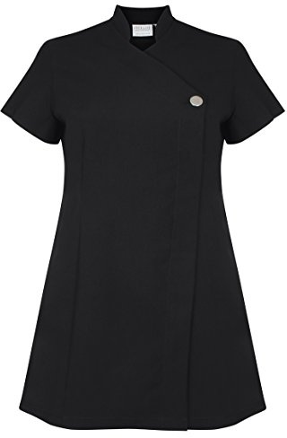 Proluxe Signature Button Beauty Tunic Hairdressing Massage Therapist Spa Health Work Nail Salon Uniform - Available in 9 Colours (Black, 22)