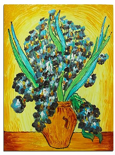 Fokenzary, pittura a olio su tela dipinta a mano, riproduzione classica degli iris di Vincent Van Gogh, decorazione da parete incorniciata, pronta da appendere