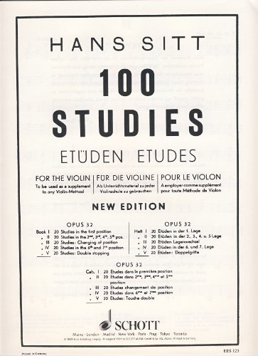 SITT - Estudios Op.32 Vol.5: 20 Estudios de Dobles Cuerdas para Violin