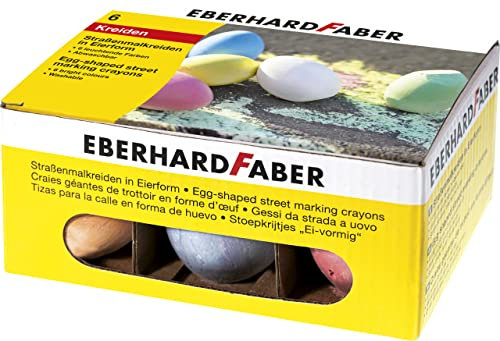 Eberhard Faber 526510 - Straßenkreide Eierform, 6 leuchtenden Farben Straßenmalkreide im Kartonetui