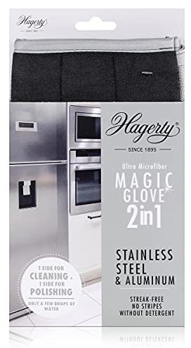 Hagerty A102228 Gant de nettoyage en microfibre pour acier inoxydable et aluminium Gris
