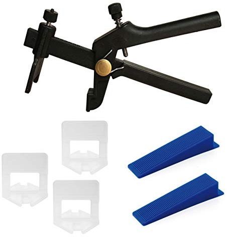 Lantelme Fliesen Nivelliersystem Set mit 250x Zuglaschen 250x Keile und 1x Zange Fliesen Verlegehilfe (3mm)