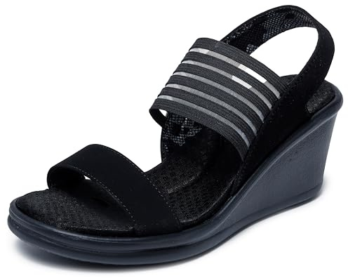 Skechers Rumblers-Sci-Fi, Sandali con Zeppa Donna, Nero, 37.5 EU