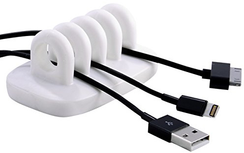 Cable Clip Holder Weighted Desktop Cord Management Fixture (White)
