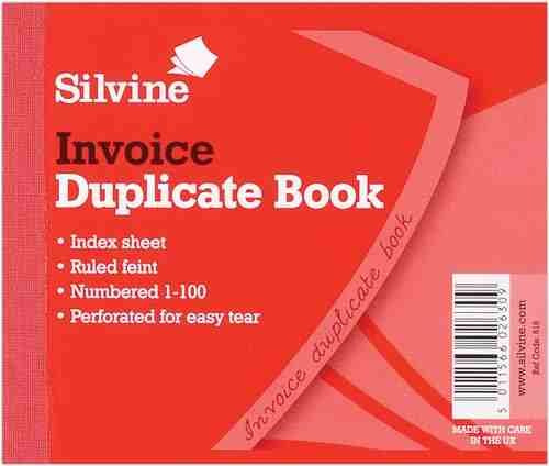 Paket med 12 – Silvine faktura duplicerad minnesbok (616) 100 sidor 50 ark per bok