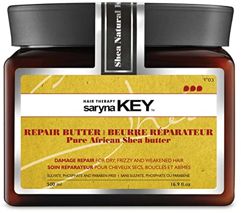 Saryna Key Damage Repair Butter Haarmaske – Mit reiner afrikanischer Sheabutter & Keratin – Feuchtigkeitspflege für trockenes, geschädigtes Haar – 500ml – Vitamine A, E, F