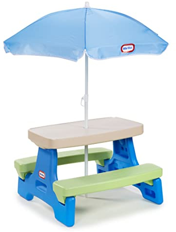 Little Tikes Easy Store Jr. Picnic Table with Umbrella - Blue / Green