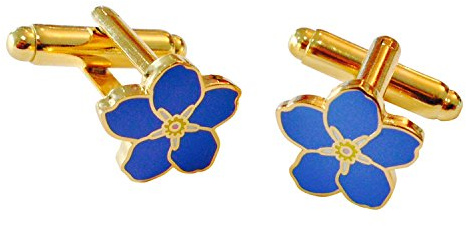THE MASONIC COLLECTION Gemelli Design Non Ti Scordar Di Me per Uomo - Placcati Oro con Smalto Blu - Forniti in Scatola per Gemelli/Sacchetto di Velluto - Regalo Massonico per Uomo, One Size, Oro, Non